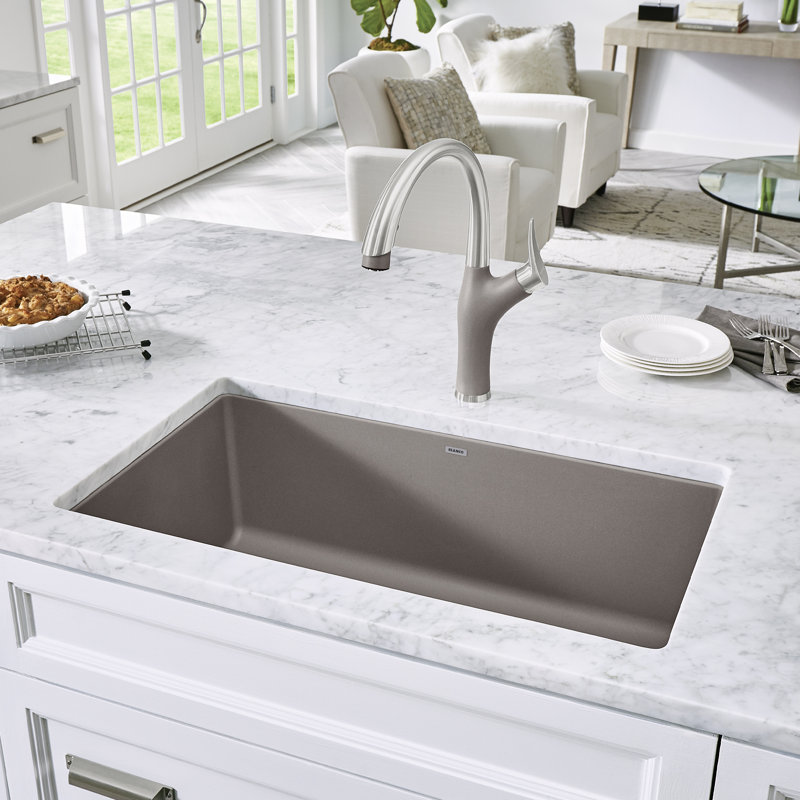 Precis SILGRANIT 30" L X 18" W Undermount Kitchen Sink, Café Brown