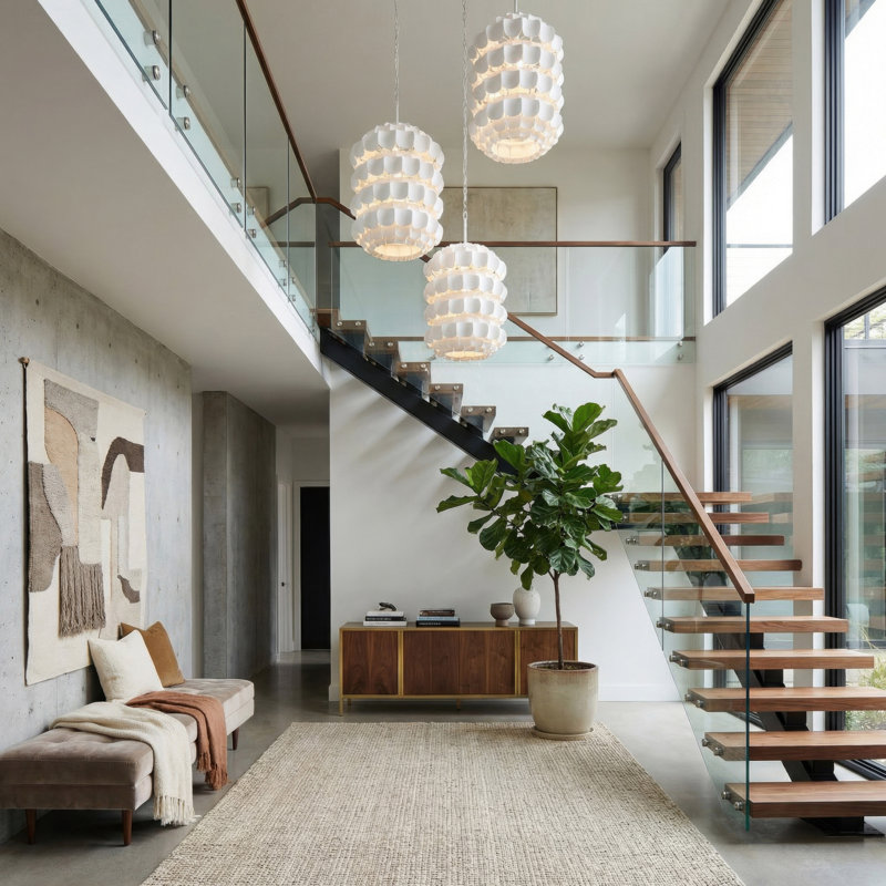 Luminaire suspendu 6 lumières Swoon, Blanc mat