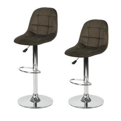 Drumheller Swivel Upholstered and Velvet Adjustable Height Bar Stool with Steel Frame