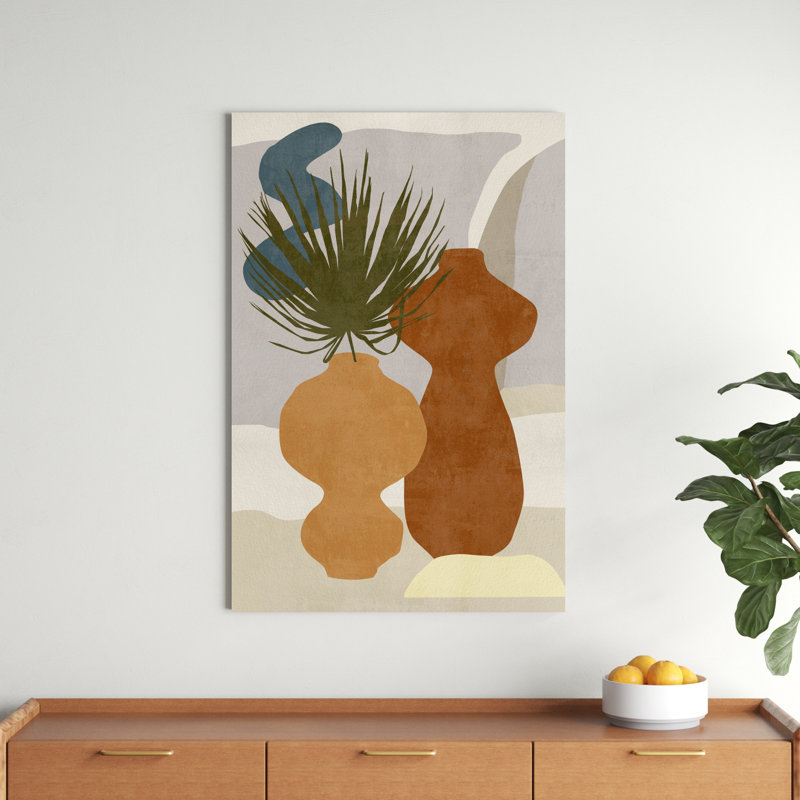 Vases décorés I, H 48 po x l 32 po, Non, Toile tendue