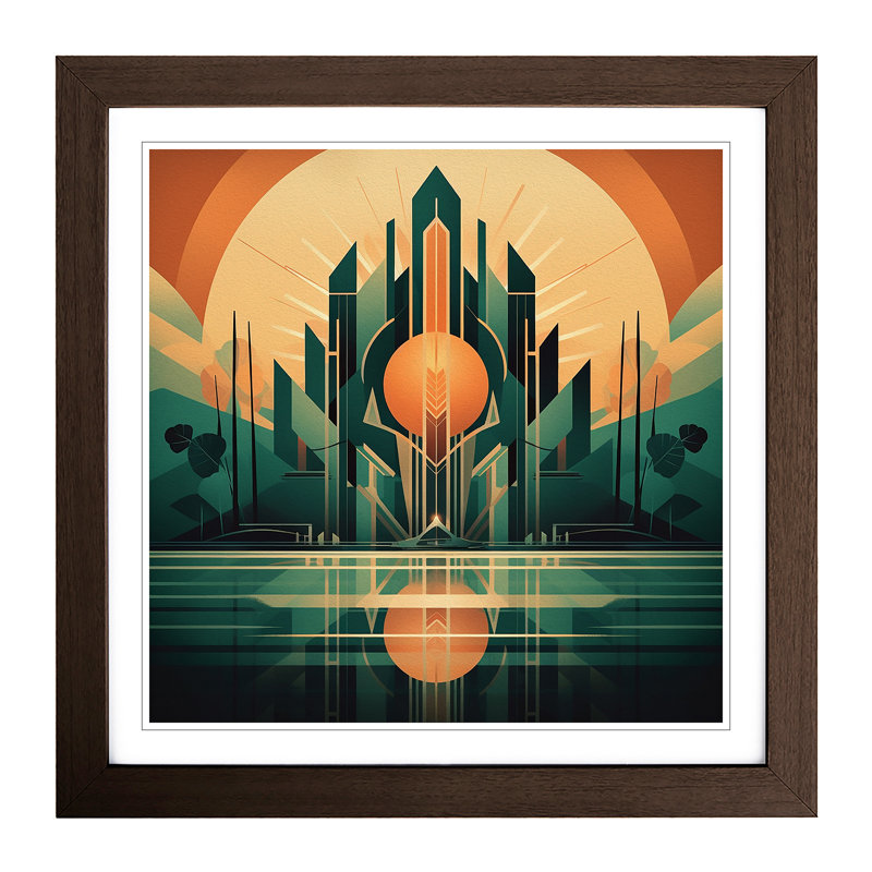 Sunrise Art Deco No.9 - Framed Print, Walnut