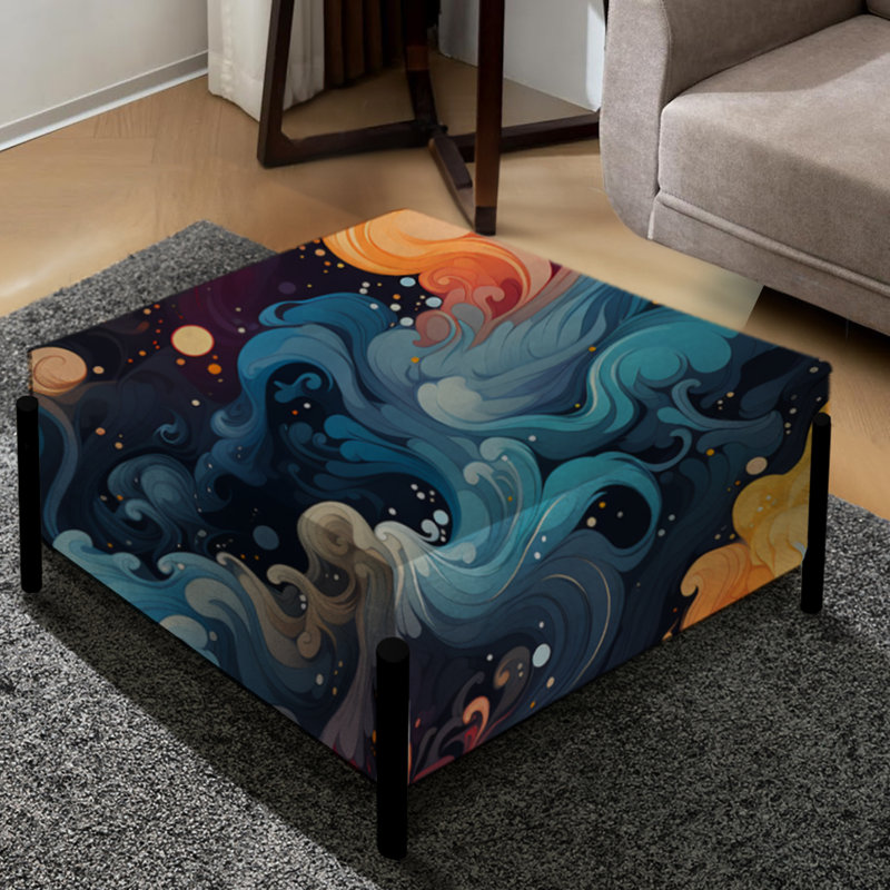 Celestial Concealment Ripple - Grand repose-pieds carré abstrait
