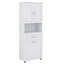 Armoire de salle de bain haute avec portes de panier à linge intégrées et section de rangement ouverte supérieure-1327057586
