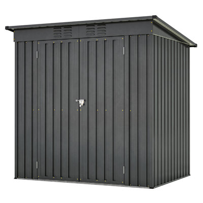 6'X4' All Weather Backyard Shed - Black, Easy Installation 6X4 Ft Lawn Cabinet Extra Sturdiness