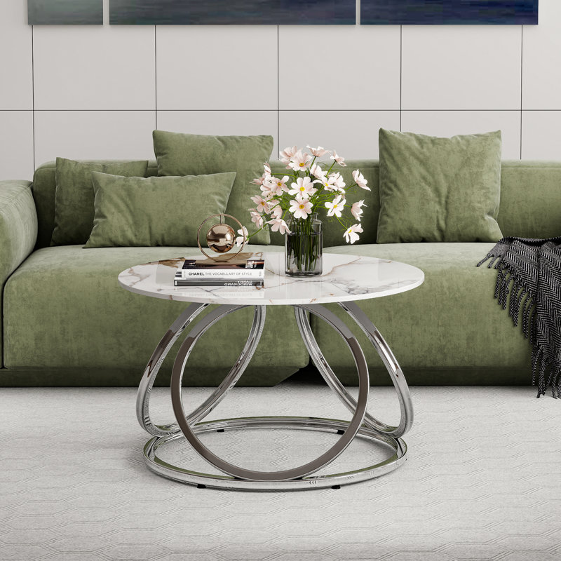 Pedestal Coffee Table, Silver, Calacatta Gold