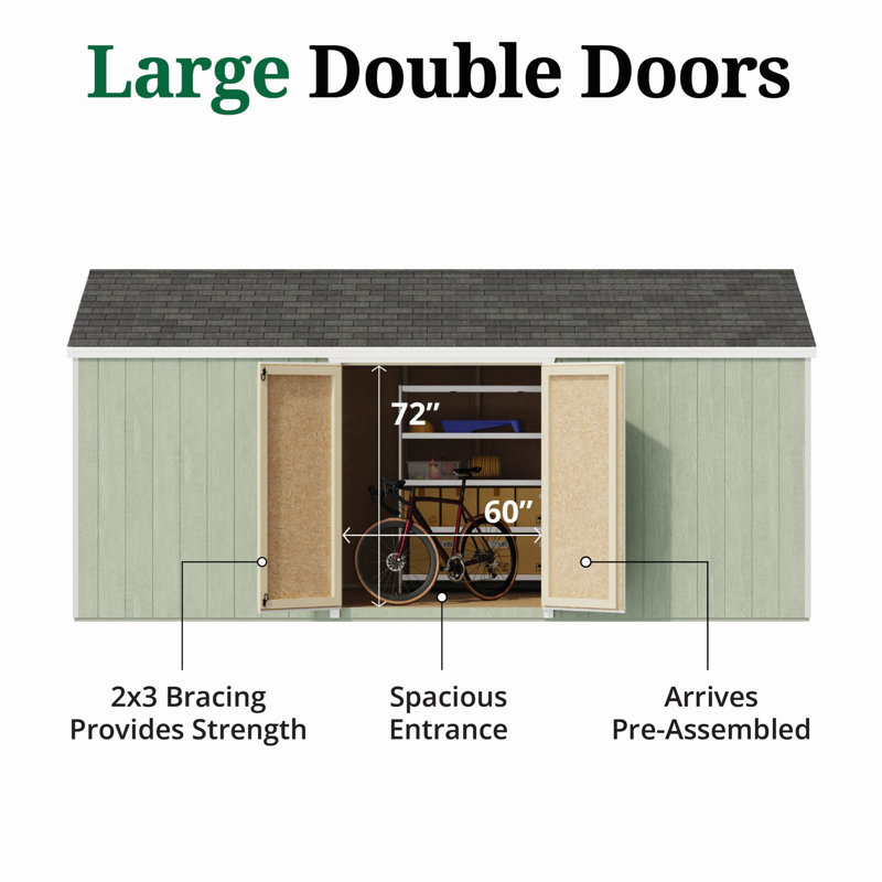 Value Gable Shed With Side Entry, Yes, 101.5'' H x 120'' W x 216'' D