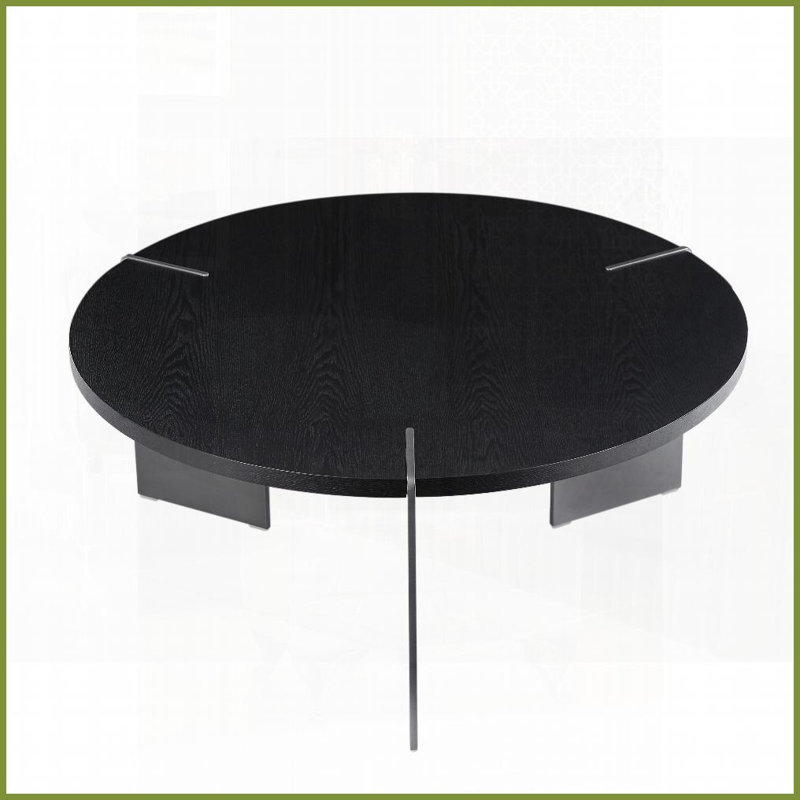 Table basse écologique en chêne noir patiné pour le salon, plateau facile à nettoyer et amp; Structure en métal robuste