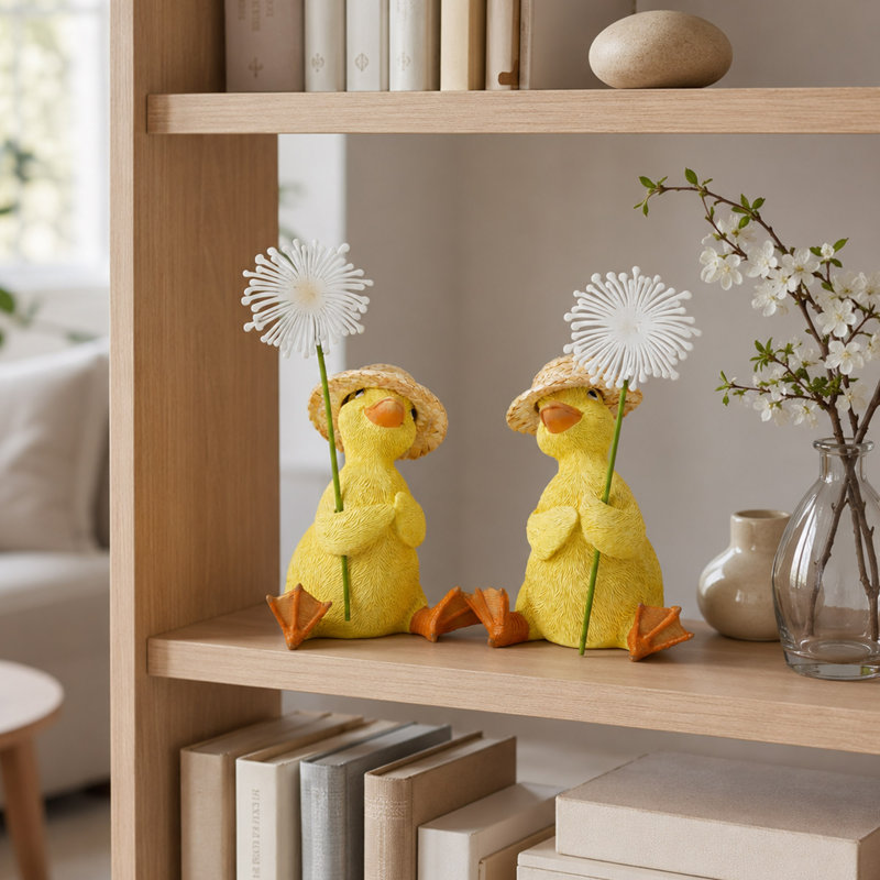 Ensemble de 2 pièces décoratives en résine, canard et chapeaux amovibles