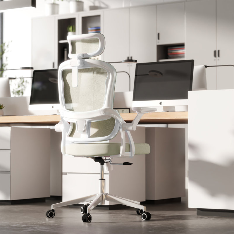 Omir Ergonomic Office Chair With Lumbar Support & Flip Up Arms Home Office Desk Chairs Rockable Swivel High Back Computer Chair  Mesh Study Chair