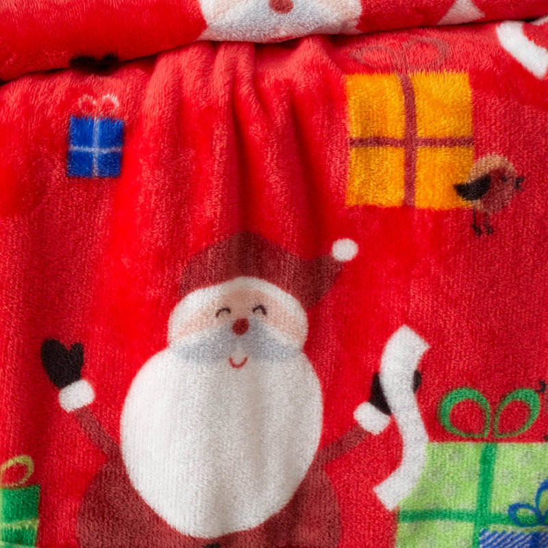 Santa's Christmas Presents Cosy Fleece 130x170cm Blanket Throw Red