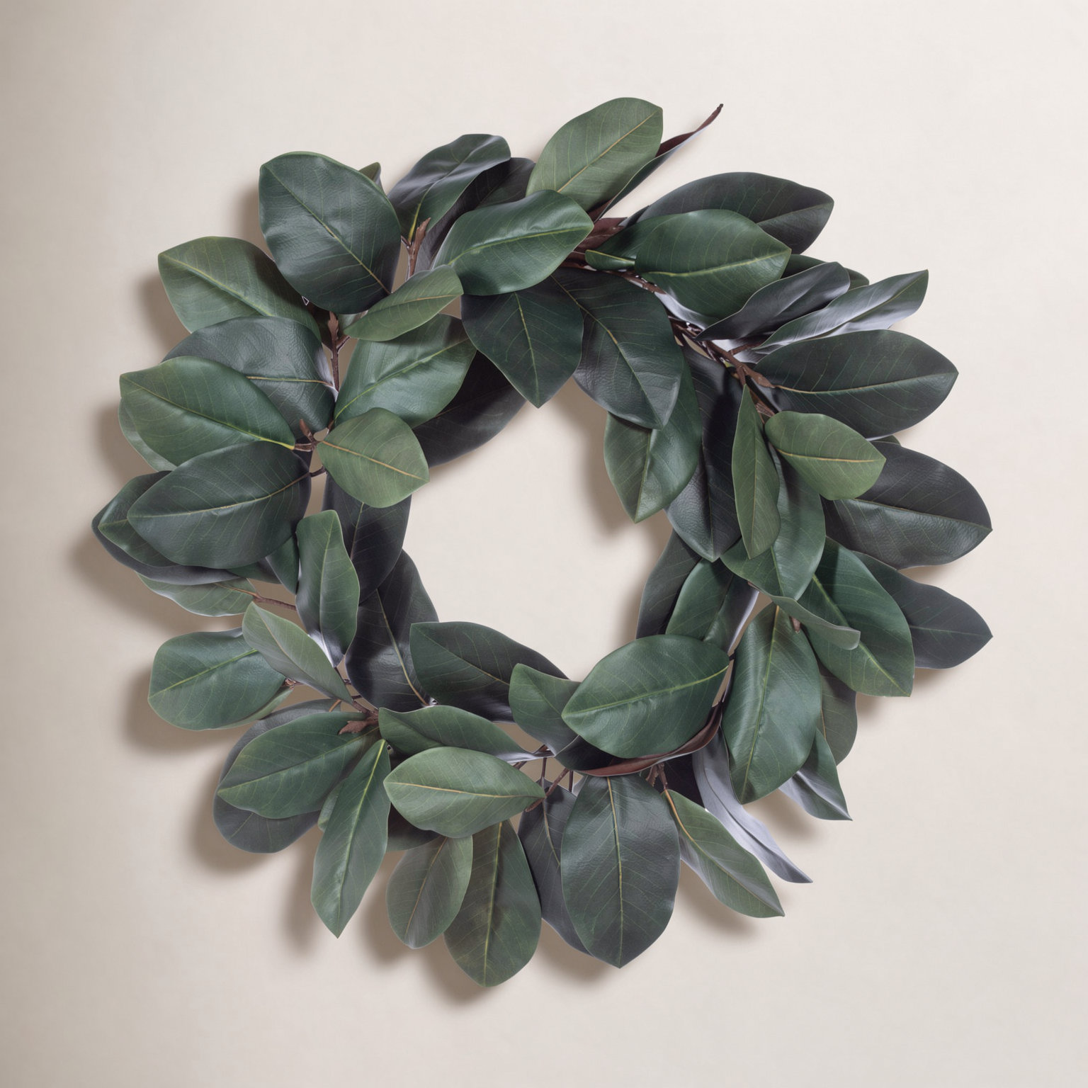 Faux Magnolia Plastic Wreath, 28"