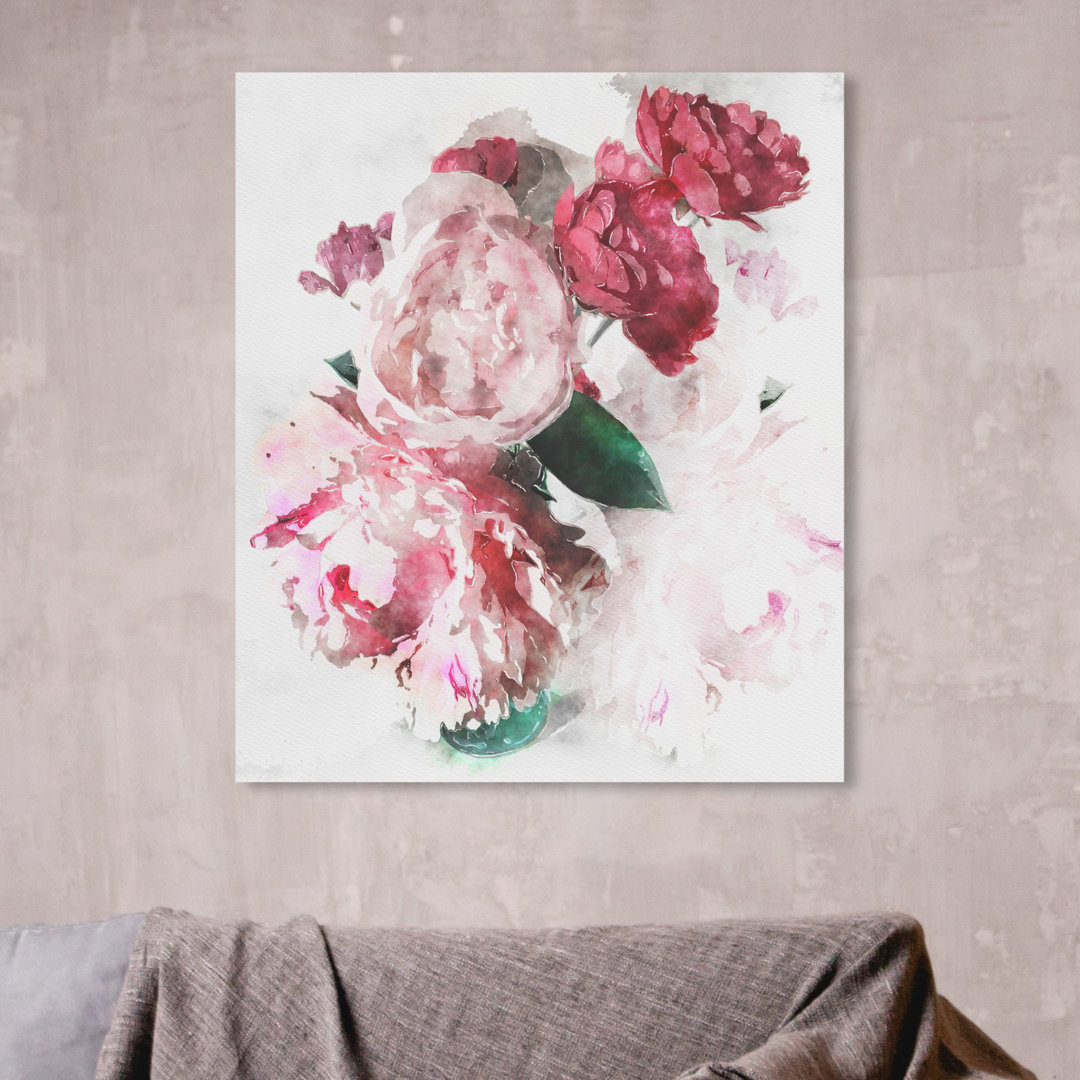 'Peony Vase' Painting on Wrapped Canvas