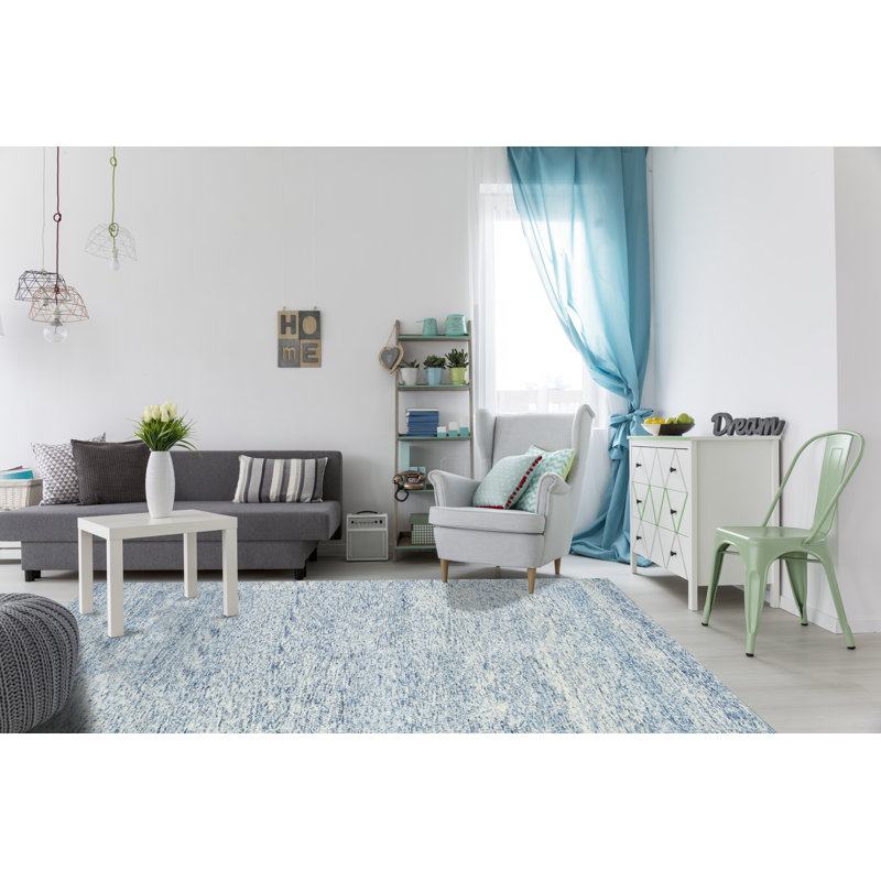 Hand-Tufted Wool Blue Area Rug, Rectangle 8'6" x 11'6"