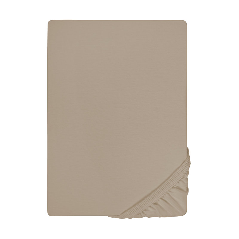 100% Cotton Jersey Knit Fitted Sheet, Bahama Beige, 90-100 x 190-220 cm