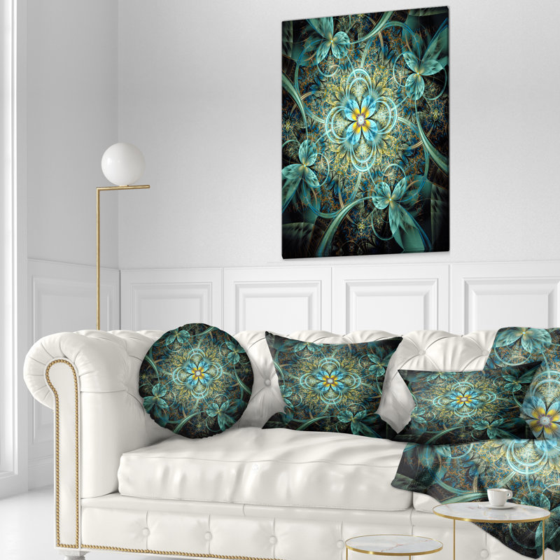 Coussin lombaire floral fractal scintillant