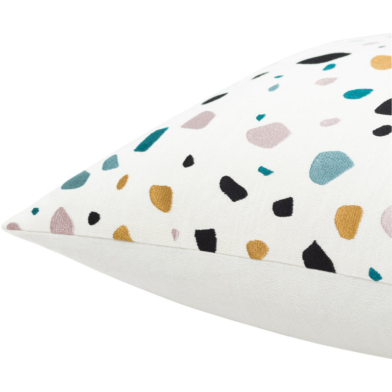 100% coton Faringdon Square, 18 po x 18 po, Housse de coussin seulement - sans coussin, Blanc