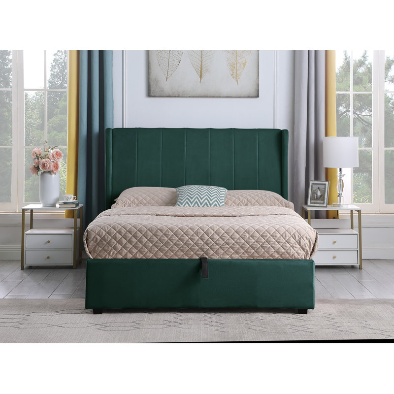 Swithun Upholstered Ottoman Bed, Kingsize (5'), Green Velvet