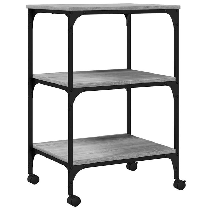 Printer Stand 3-Tier 19.7"X16.1"X29.5" Engineered Wood, Gray Sonoma