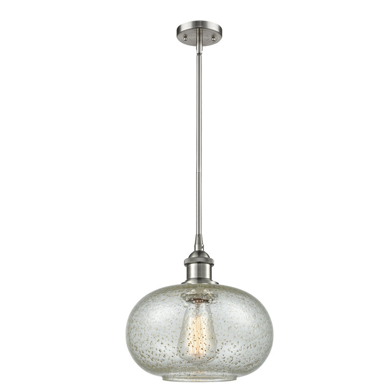 Luminaire sphère suspendu 1 lumières simple Bethlehem, Mica, Ampoule non incluse, Nickel satiné brossé