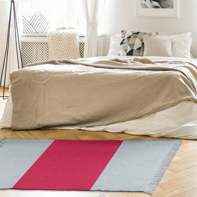 Tapis argenté/rouge