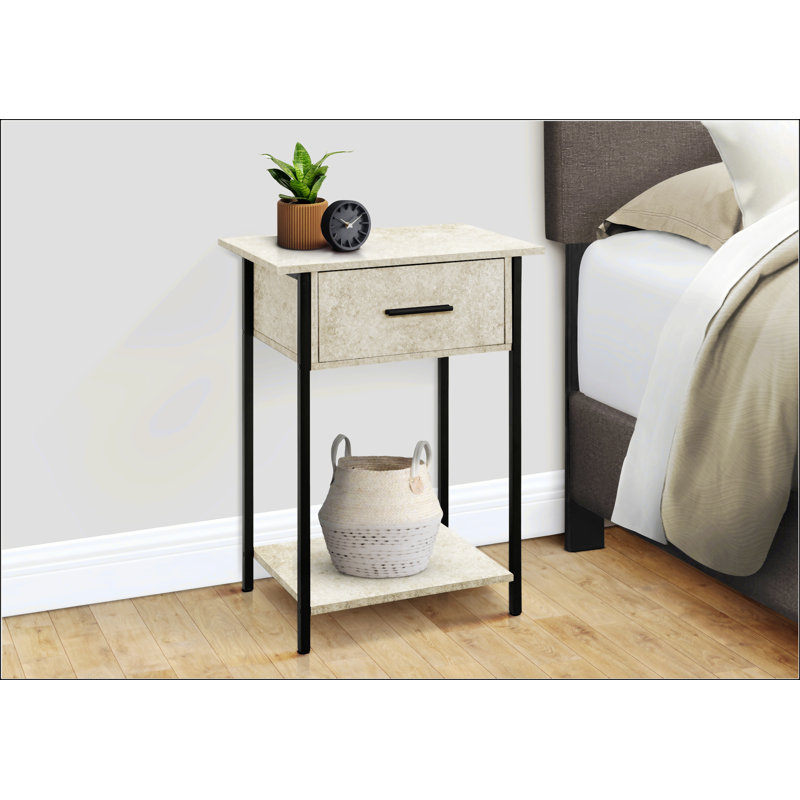Table d'appoint rectangulaire avec tiroir de rangement, Beige
