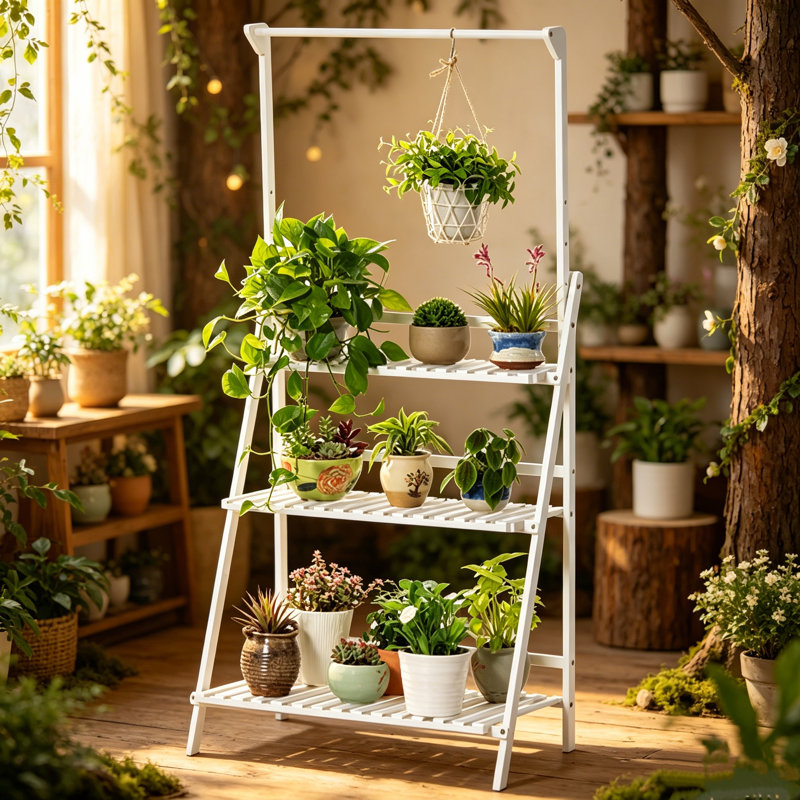 Hunley Plant Stand, H144 x L40 x D70cm, White