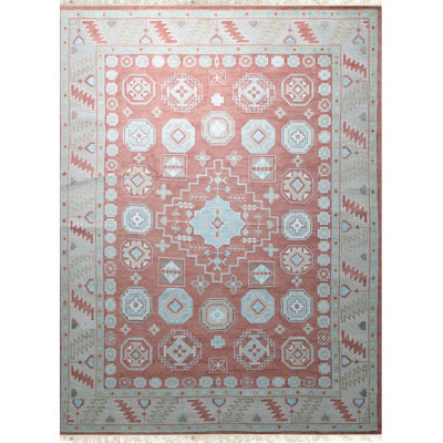 Penelope Traditional Rust Hand Knotted Wool Geometric Area Rug