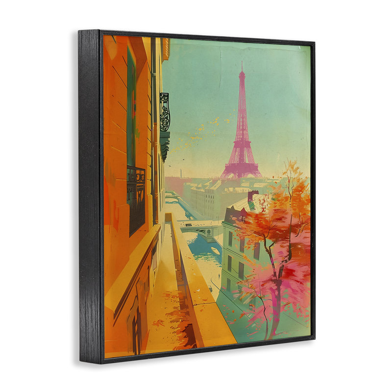 Modern Eiffel Tower Framed Giclee Art by Sasha, Midnight Black Framed Giclee, 14" H x 11" W