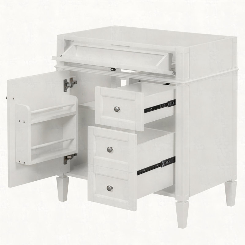Meuble-lavabo de salle de bain de 30 po sans lavabo supérieur, armoire de rangement moderne avec 2 tiroirs et un tiroir rabattable (BASSIN INCLUS)