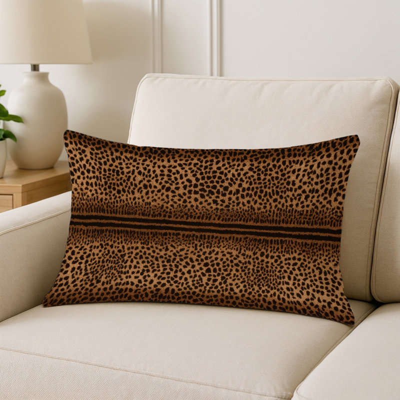 Coussin d'intérieur et d'extérieur, Imprimé animal noir, Rectangulaire H 25 po x l 18 po