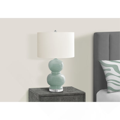 Lighting, 25"H, Blue Ceramic, Ivory / Cream Shade, Contemporary