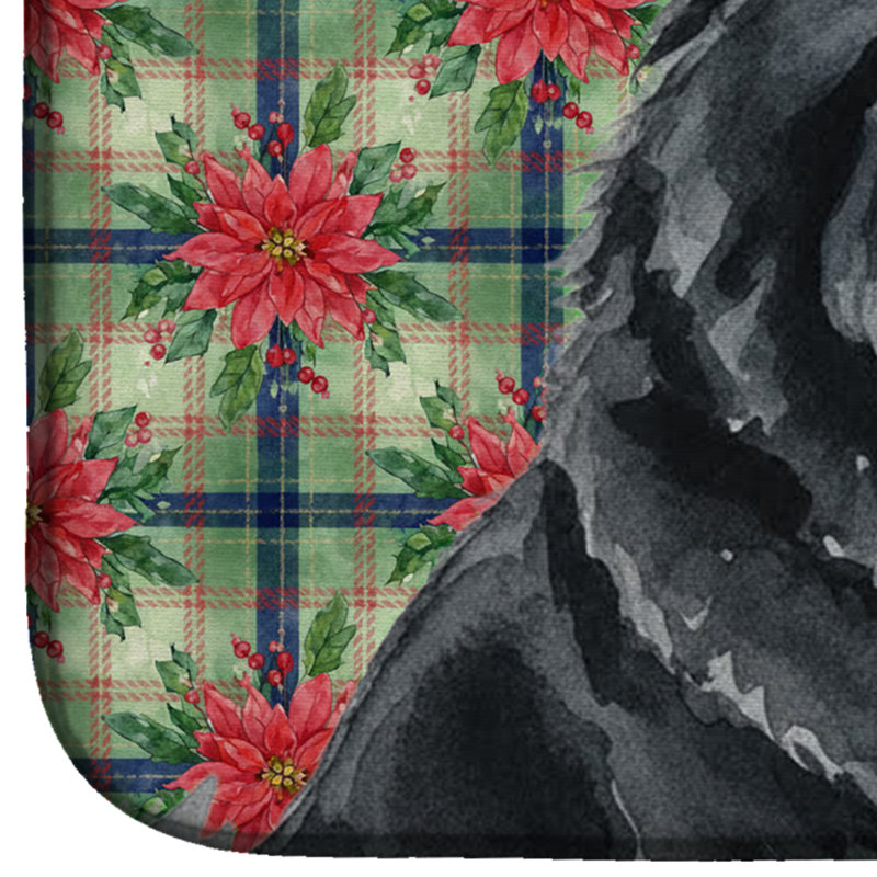 Tapis de séchage Black Chow Chow Christmas PoinsettIas