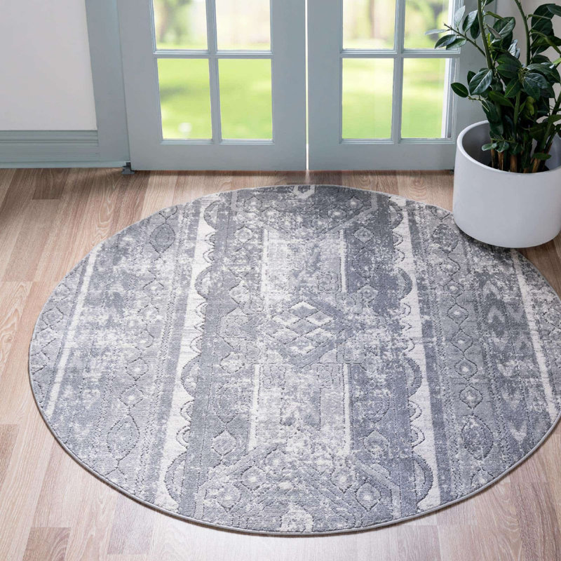Geddis Ikat Indoor Rug, Round 7'