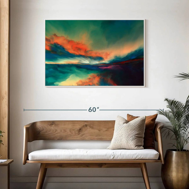 Coucher de soleil, Cadre flottant blanc, 43 po x 29 po