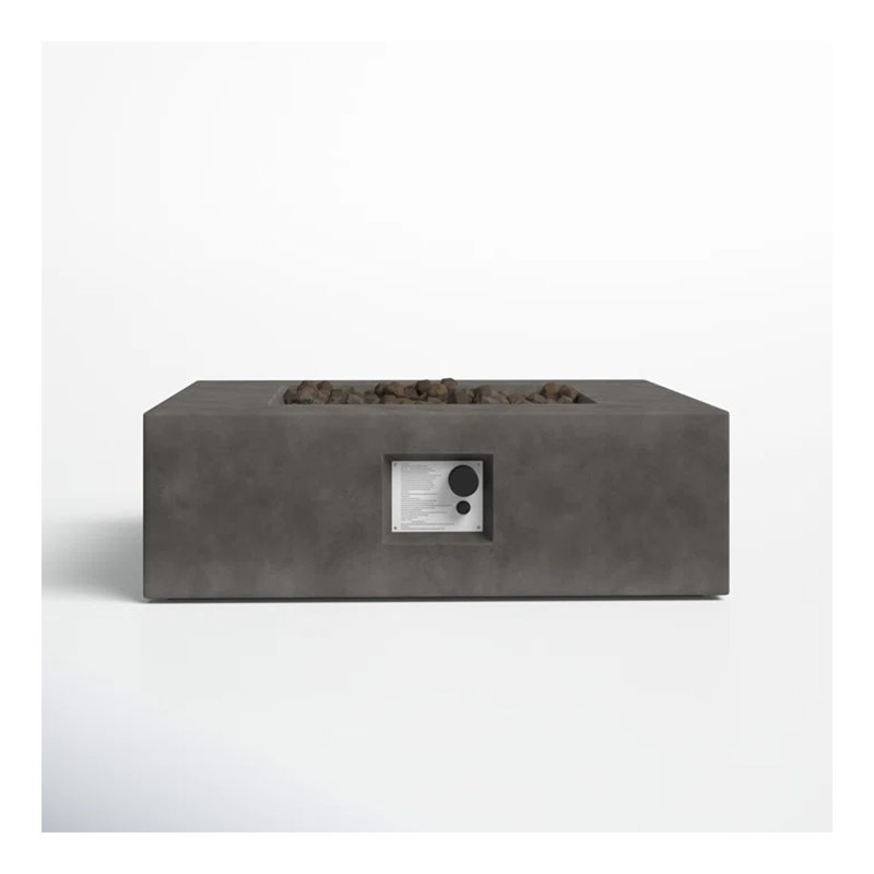 12" H Concrete Outdoor Fire Pit Table, Charcoal