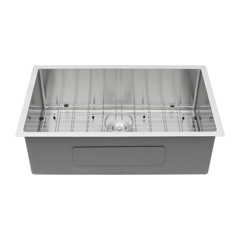 33X19x10"Undermount Single Bowl Stainless Steel Kitchen Sink, Brushed Nickel