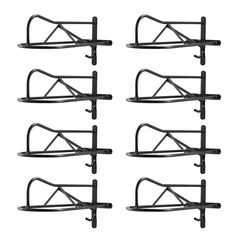 Wall Mount Saddle Rack, 27.3 X 16.3 X 12.5 In, 8 Packs Horse Saddle Rack With Pad Bar, Portable Saddle Stand For English And Western Saddle, Horse Tack Storage For Equestrian Garden, Black