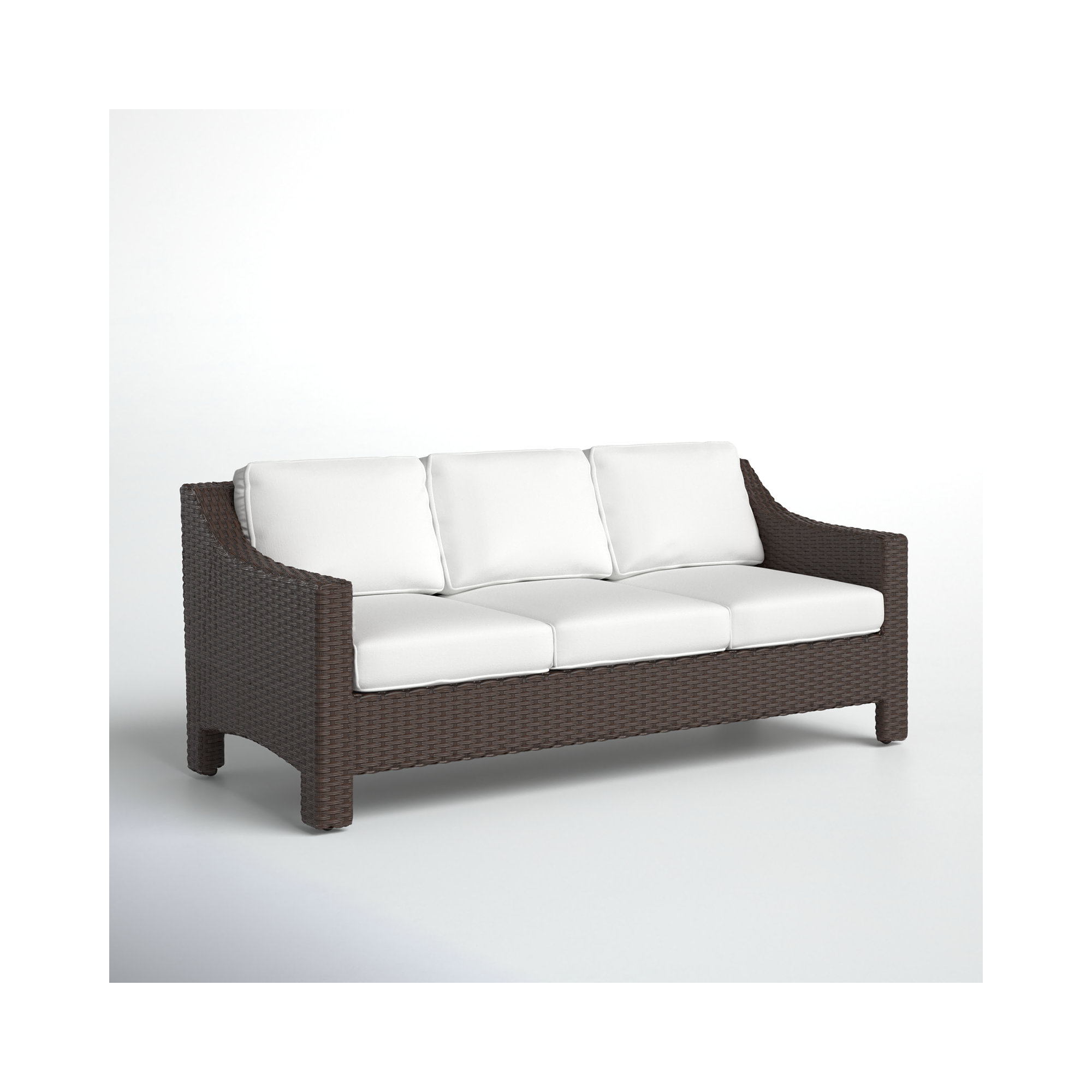 80'' Wide Wicker Patio Sofa with Cushions
