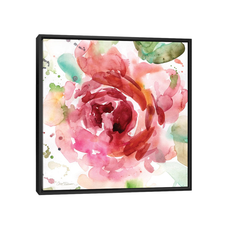 « bold rosé iii », reproduction d’art sur toile tendue, H 26 po x l 26 po x P 1,5 po, Toile avec cadre noir, Pas de tapis
