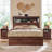 Franzi Farmhouse Full Size Platform Bed with Storage & Charging Station, Wood Platform Bed with Headboard and 4 Drawers,LED Light,No Box Spring Needed-1757824720