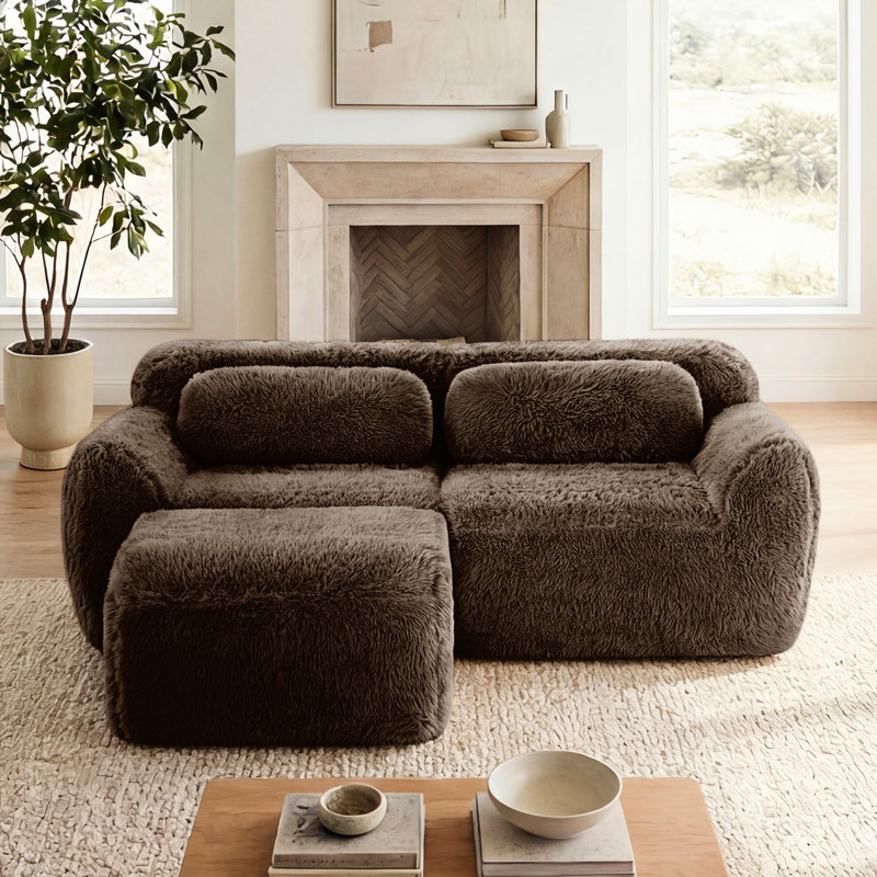 2 en forme de L chocolat, tissu doux, éponge 32d haute densité, sans assemblage, conception ergonomique, base antidérapante, coussins décoratifs, mousse de résilience, antidérapant, couleur