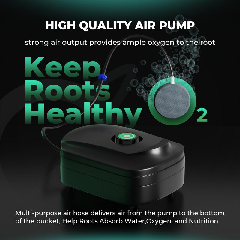 Black 5-Gallon Hydroponics Grow System with Air Pump