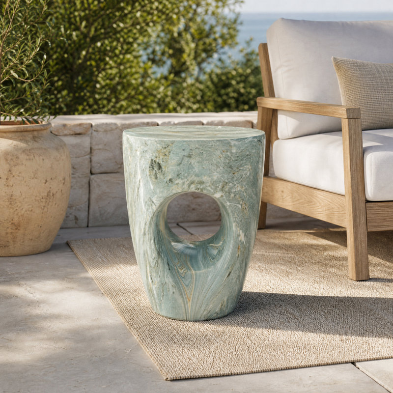 Table d'appoint ronde moderne en MgO avec découpe décorative