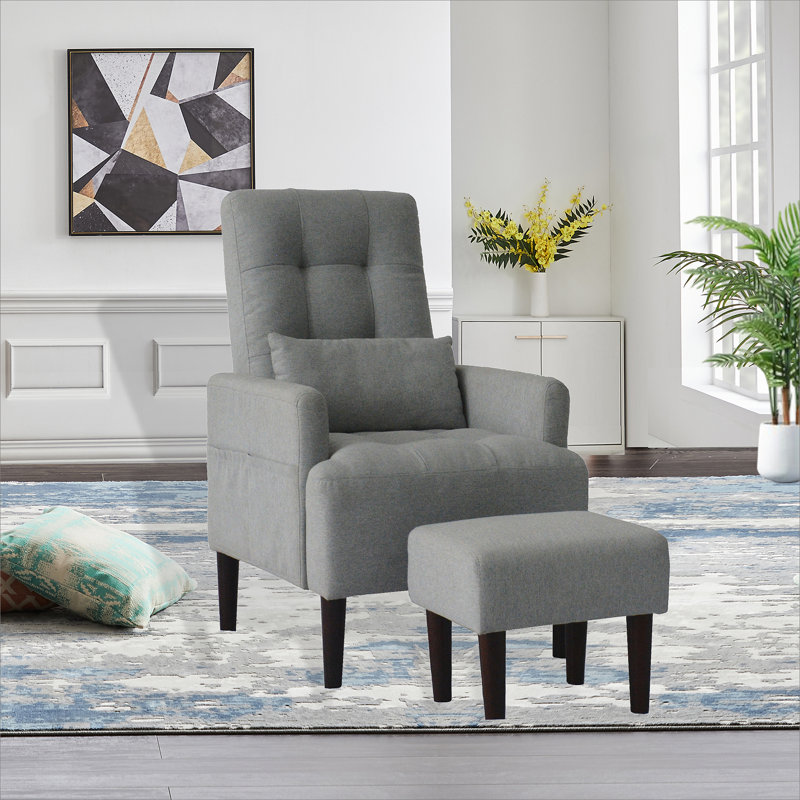 Canapé inclinable moderne avec repose-pieds, Tissu gris