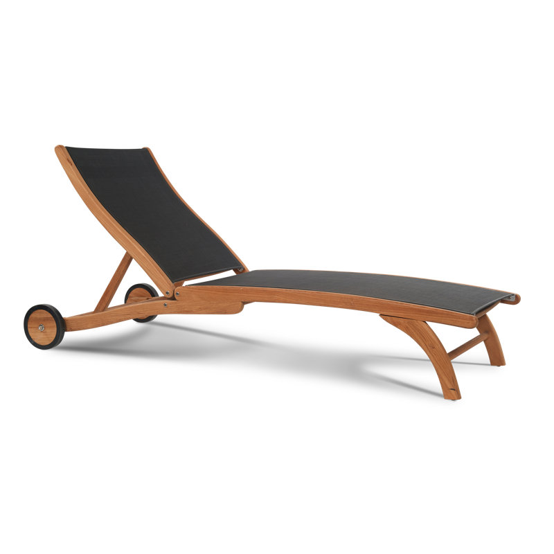 Outdoor Teak Chaise Lounge, Black