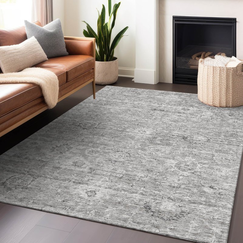 Chroma Gray Washable Indoor-Outdoor Rug - , 2'6" x 3'10"