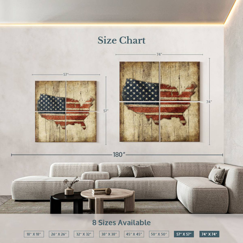 Carte des États-Unis en bois Aliaz, H 74 po x l 74 po