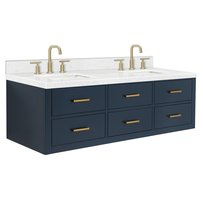 Macolm 72.25'' W Double Vanity, Midnight Blue, Satin Brass, 72"