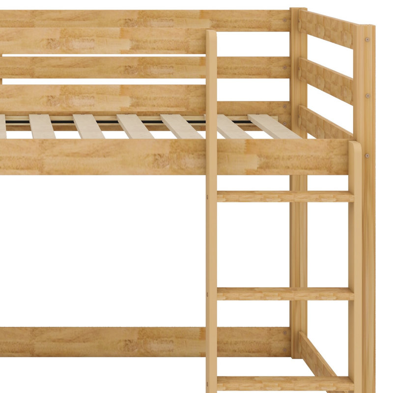 Lit superposé en bois avec échelle, Naturel