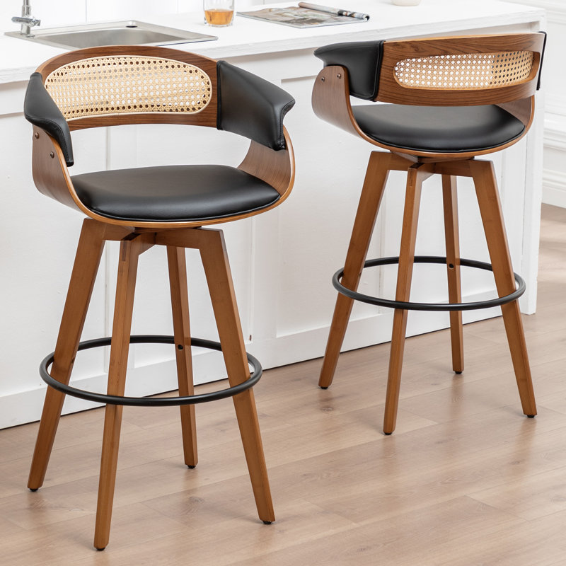 Tabourets de bar pivotants rembourrés, Tabouret de bar (siège d'une hauteur de 29,52 po), Noir